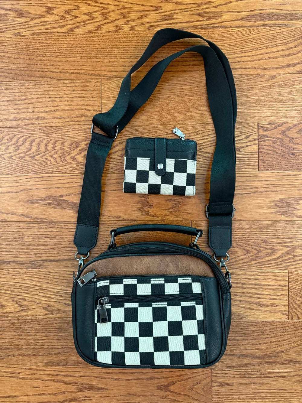 Checkered purse + wallet
